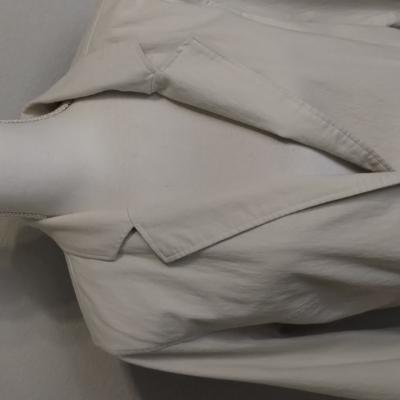 Christopher & Banks blazer jacket large brown embroidered stitching cream large - Picture 3 of 10